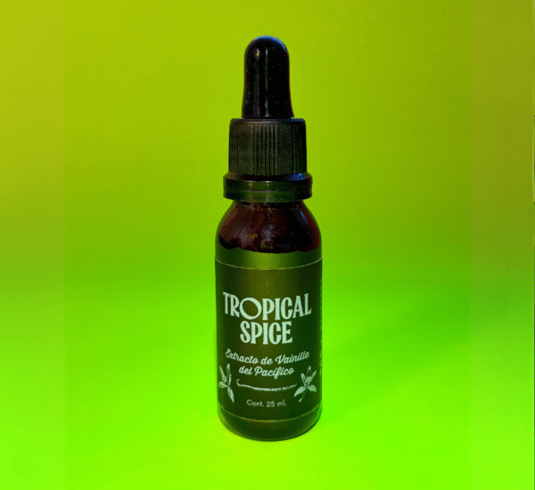 Extracto de vainilla de Tropical Spice en fondo verde